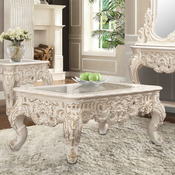 HD-998I - Coffee Table - Ivory With Gold Highlights