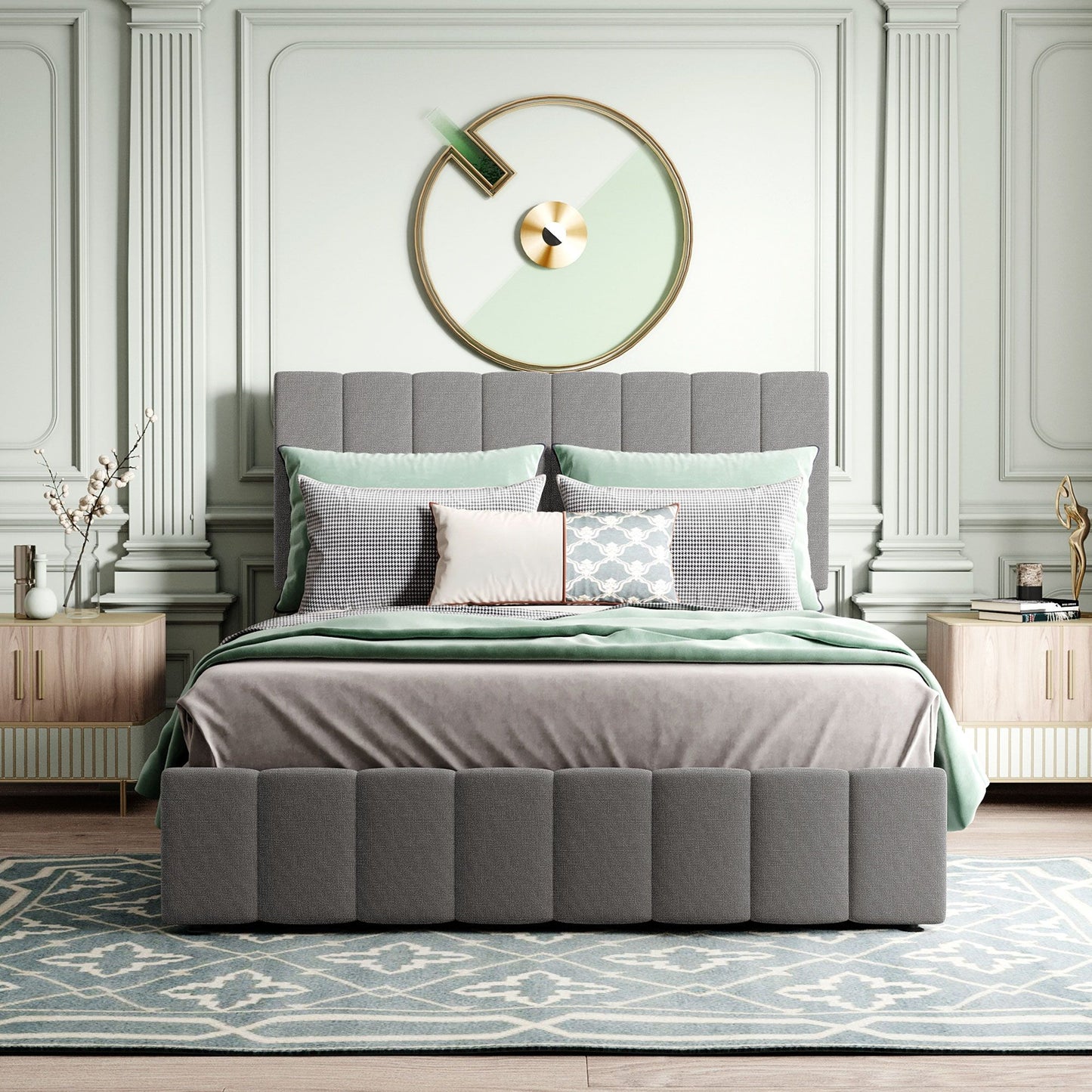 Elegant Upholstered Platform Bed With Hydraulic Storage System