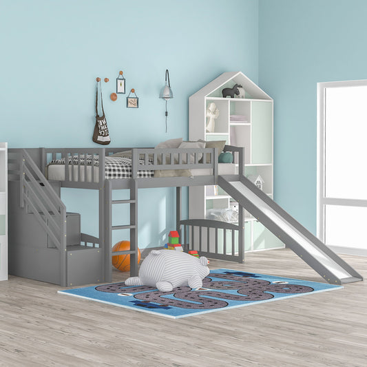 Loft Stairway Bed With 2 Drawers And Slide