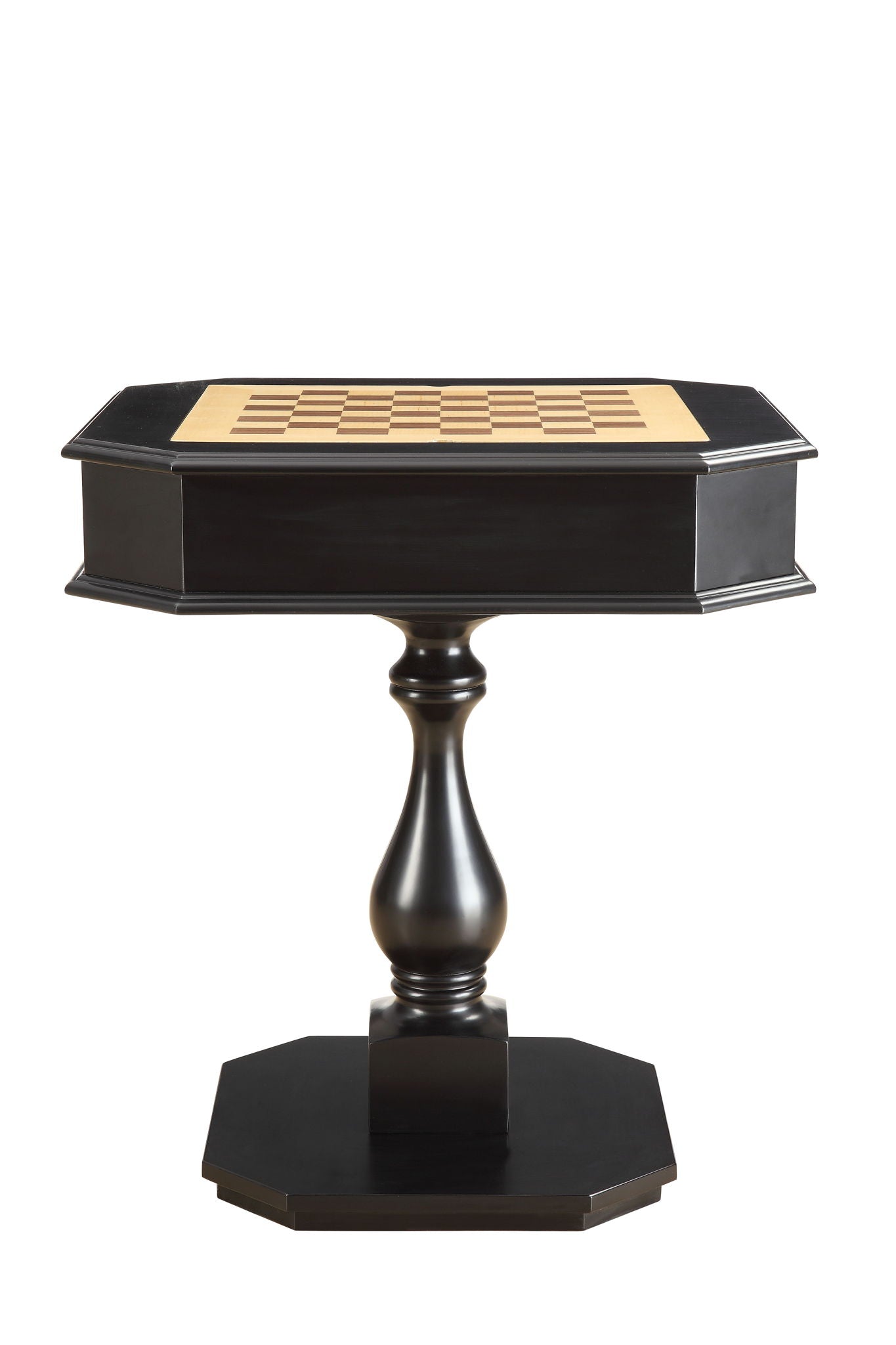 Bishop - Reversible Chess Checker Game Table With Game Tray (Chess Fingures Not Included) - Black
