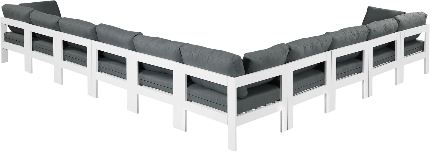 Nizuc - Outdoor Patio 10 Piece Modular Sectional With White Frame