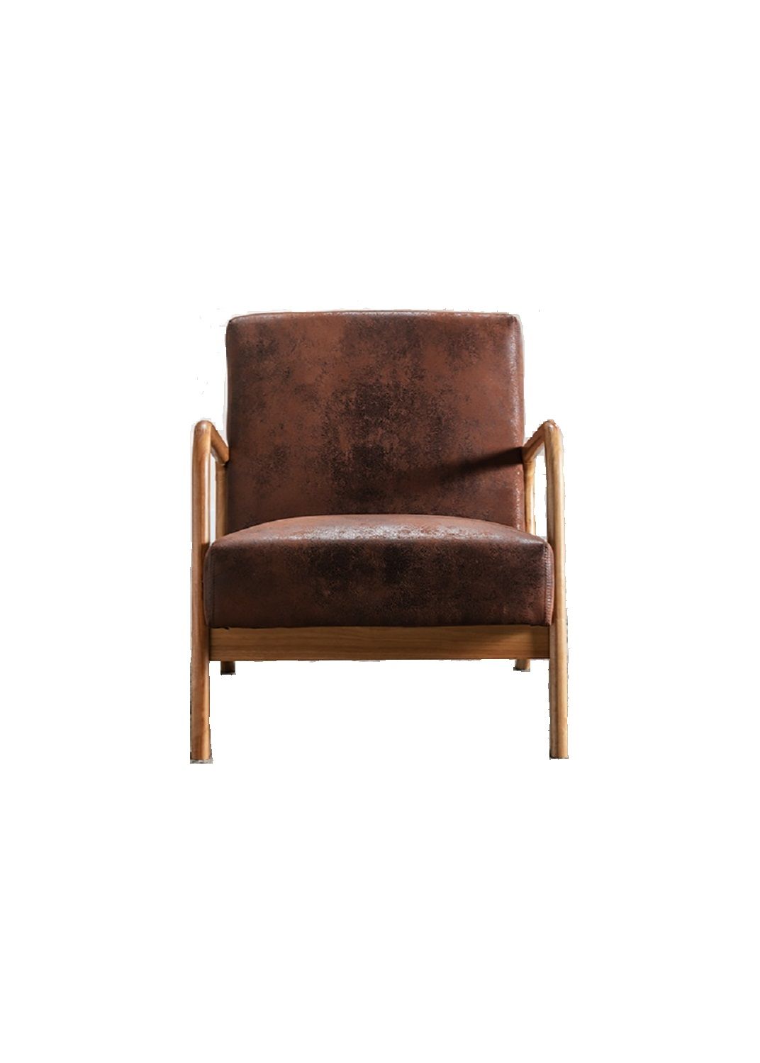 Classic Mid-Century Modern Accent Chairs, Open Framed Armchair With Cushioning - Brown