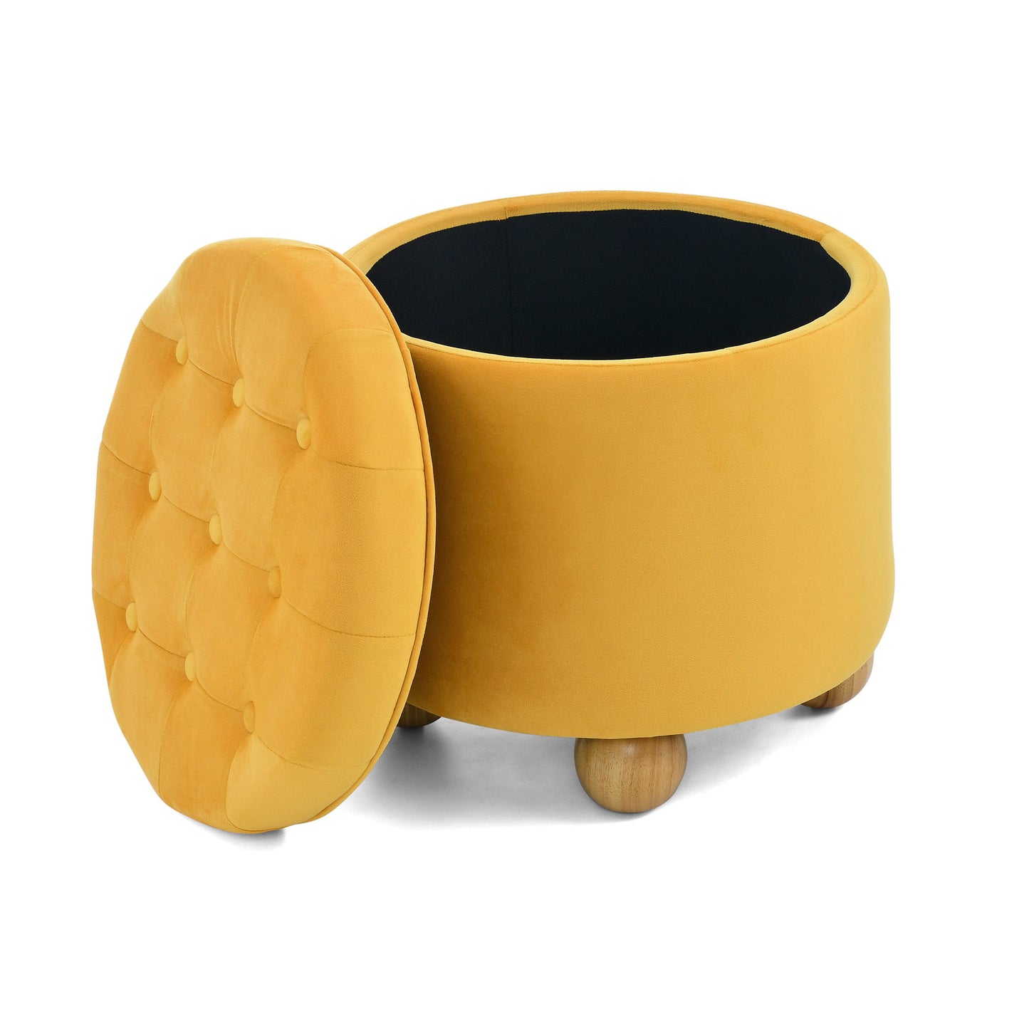 Modern Round Linen Storage Ottoman With Table Top Lid And Storage Space