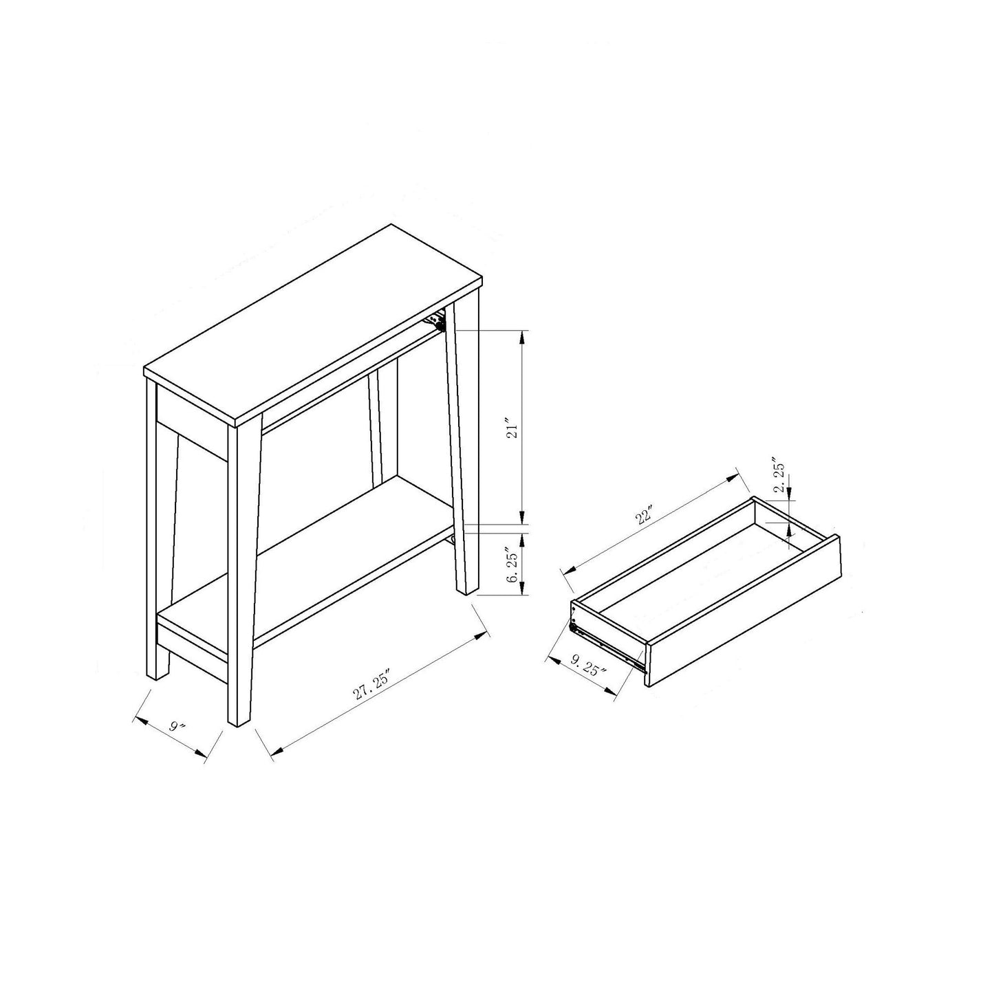 Modern Two Toned Console With Two Shelves