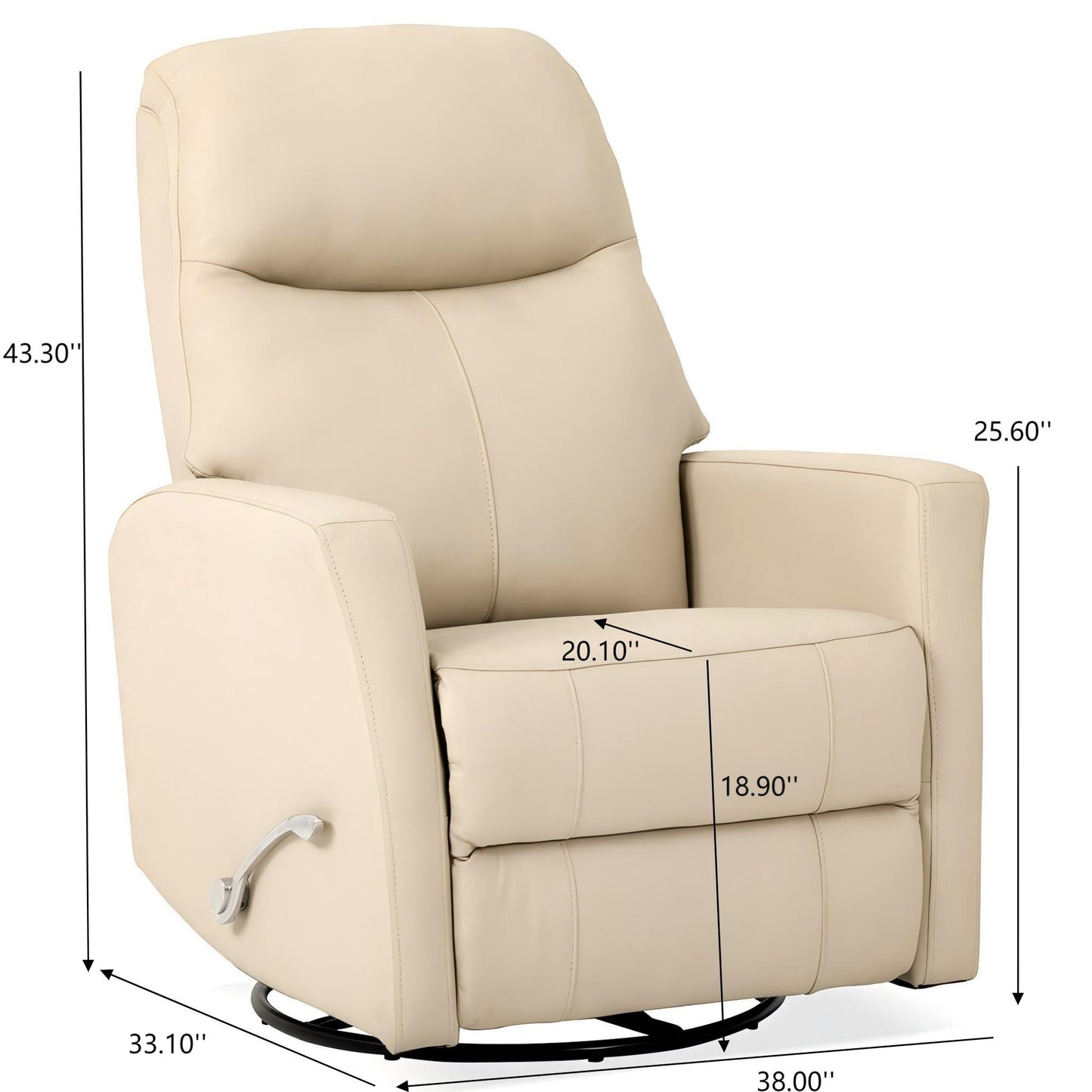 Harlow - Swivel Glider Recliner Chair - Ivory