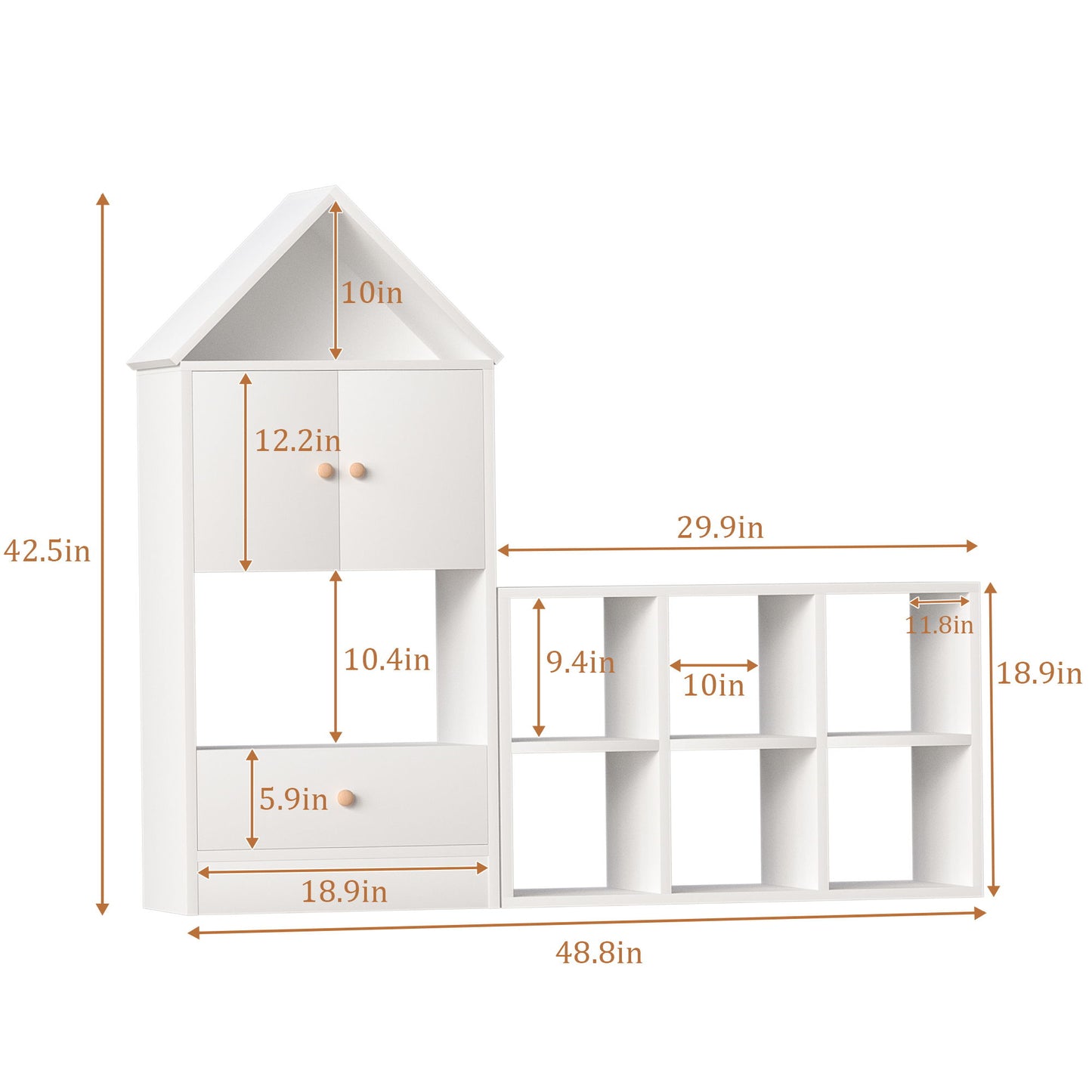 Versatile Children's Bookshelf With House Shaped Design, Multi Functional Storage