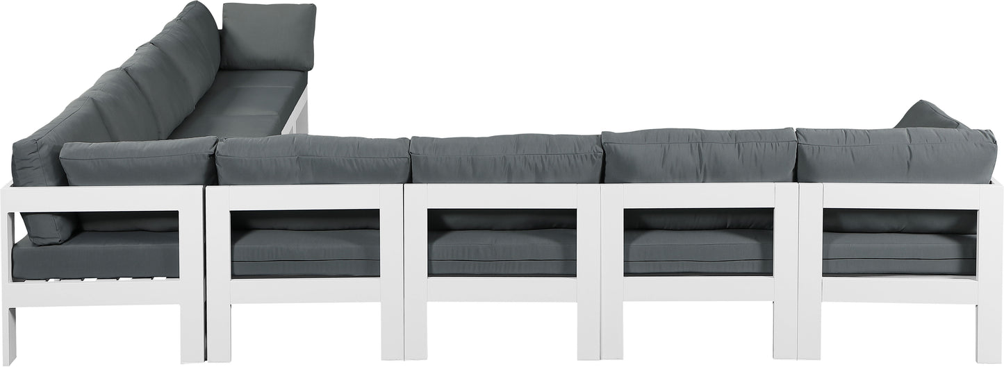 Nizuc - Outdoor Patio 9 Piece Modular Sectional With White Frame