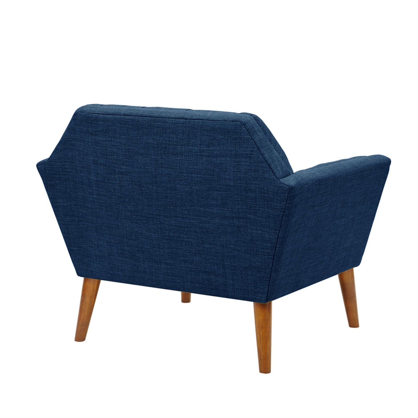 Mid - Century Lounge Chair With Button Tufting Polyester And Pecan Wood - Blue