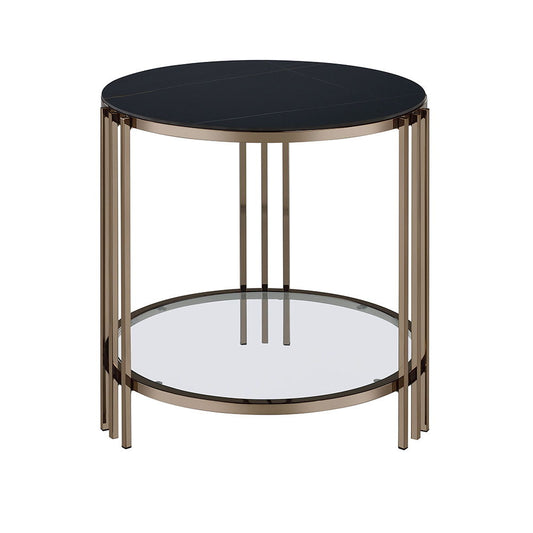 Zaidee - End Table - Sintered Stone & Champagne