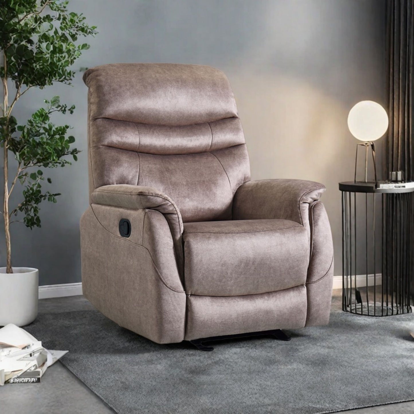 Rocking Recliner Chair For Living Room, Adjustable Modern Recliner Chair, Recliner Sofa With Lumbar Support, Classic And Traditional Recliner Chair With Comfortable Arm And Back Sofa - Dark Gray
