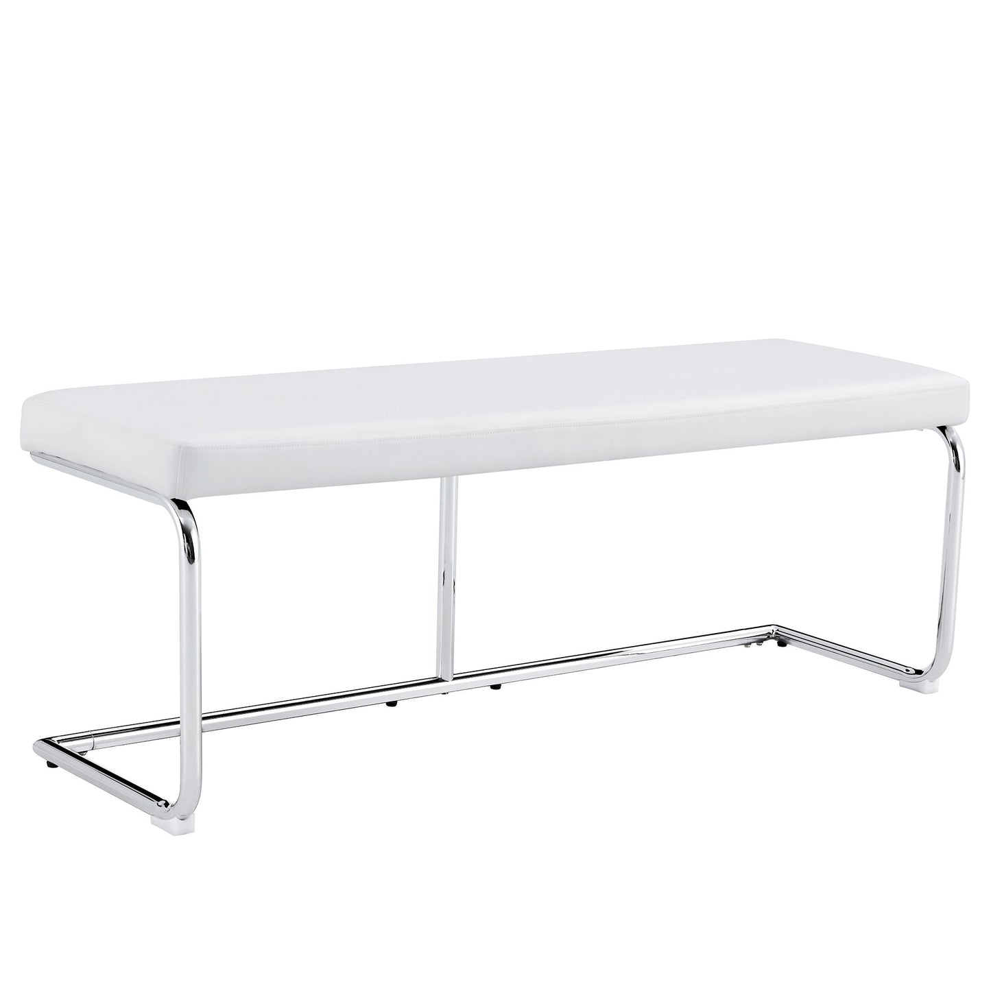 Modern White Shoe Changing Stool With Silver Metal Legs For Various Rooms