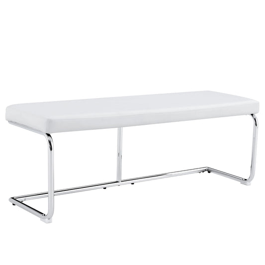 Modern White Shoe Changing Stool With Silver Metal Legs For Various Rooms