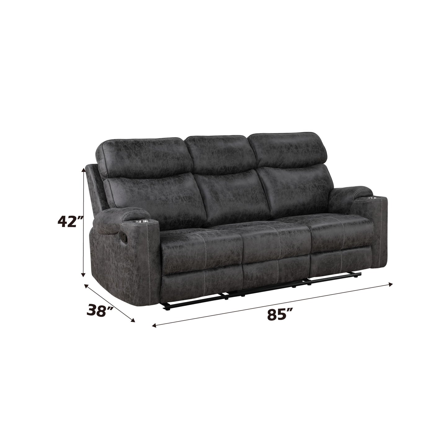 Hirah - 3 Piece Living Room Set - Dark Gray