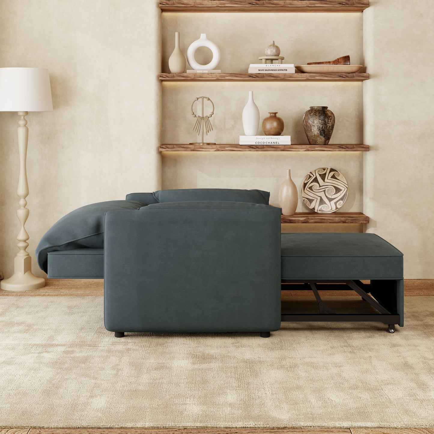 Convertible Pull Out Sofa Bed, 3 In 1 Convertible Sleeper Chair Adjustable Backrest With Thicked Cushions