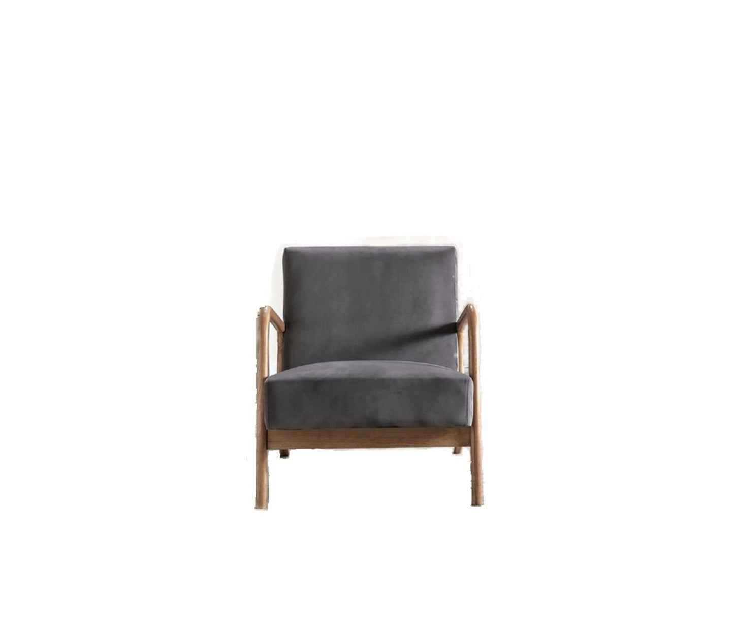 Classic Mid-Century Modern Accent Chairs, Open Framed Armchair With Cushioning And - Gray
