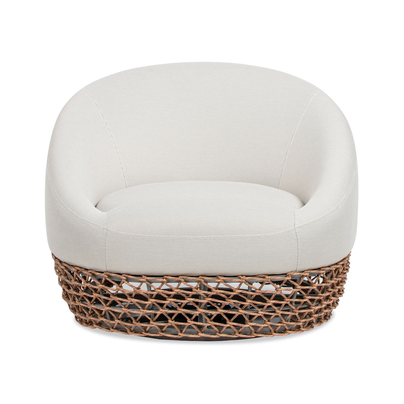 Willow - Upholstered Woven Patio Deep Seating Armchair, Wicker Frame - Wheat Beige / Golden Brown