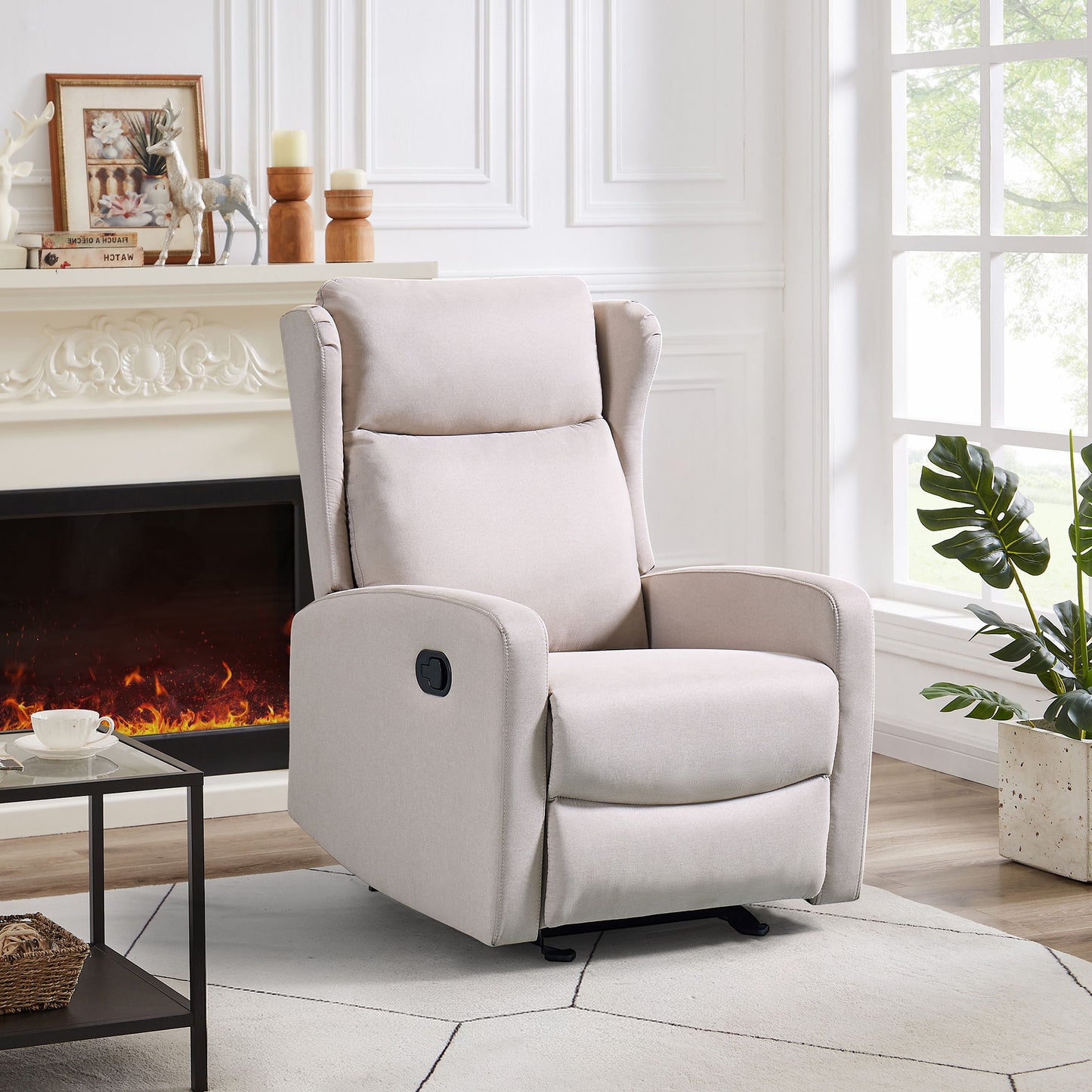 Rocking Recliner Chair For Living Room, Adjustable Modern Recliner Chair, Recliner Sofa With Lumbar Support, Classic And Traditional Recliner Chair With Comfortable Arm And Back Sofa - Light Gray