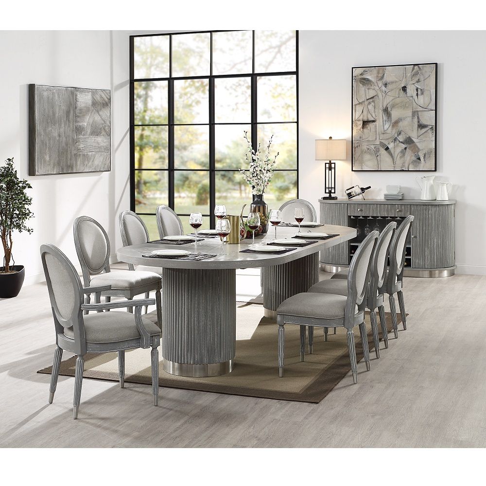 Adalynn - Side Chair (Set of 2) - Gray Fabric & Weathered Gray Oak