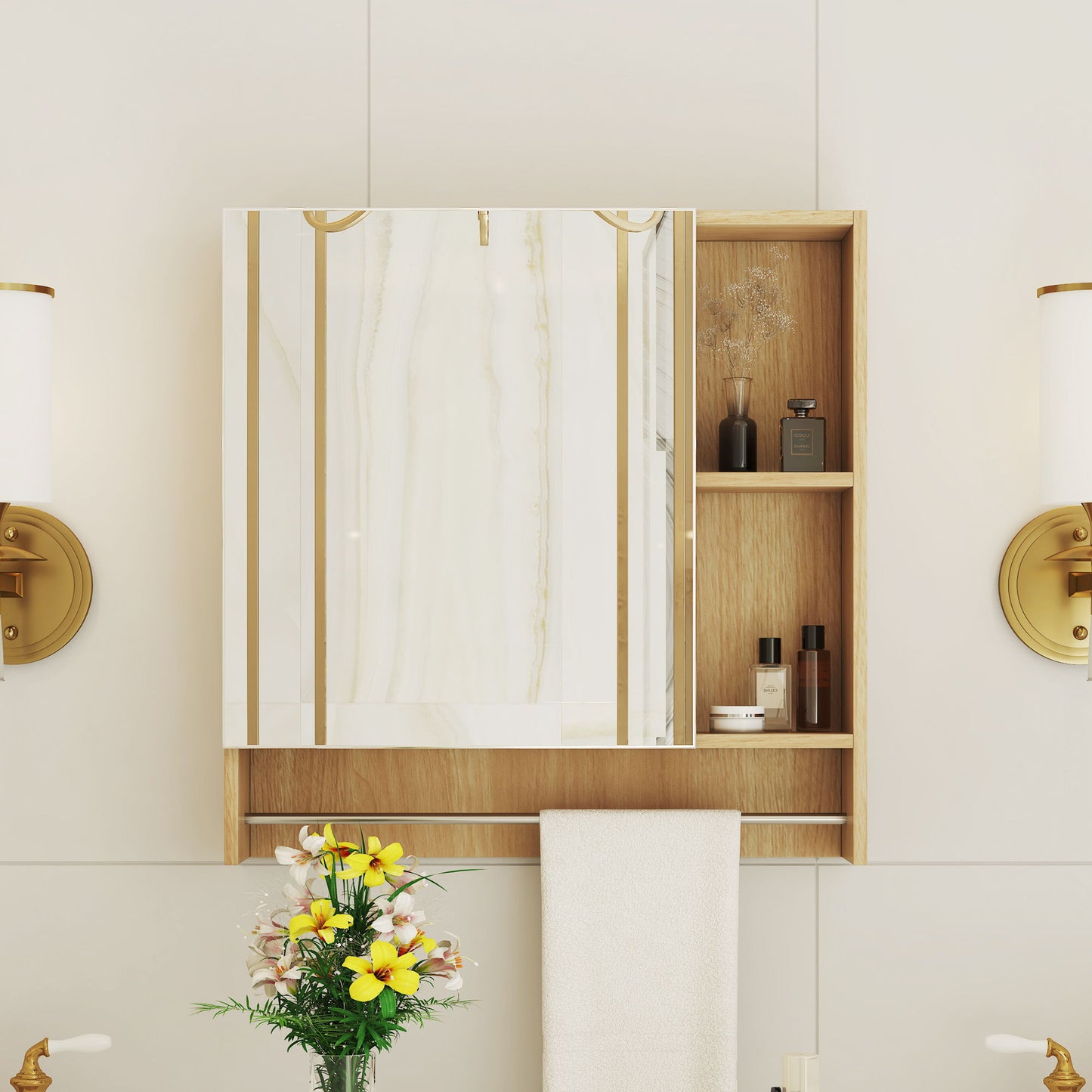 Wall Mounted Bathroom Storage Medicine Cabinet Cabinet With Mirror Door