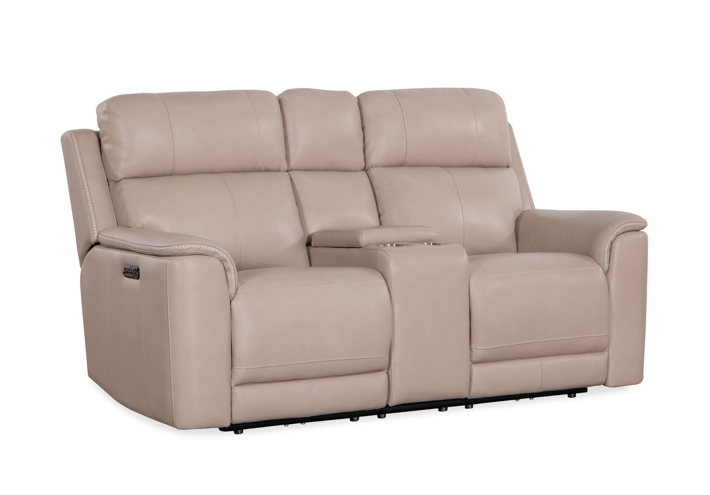 Riley - Top Grain Italian Leather Loveseat Console P2 - Ellington Beach