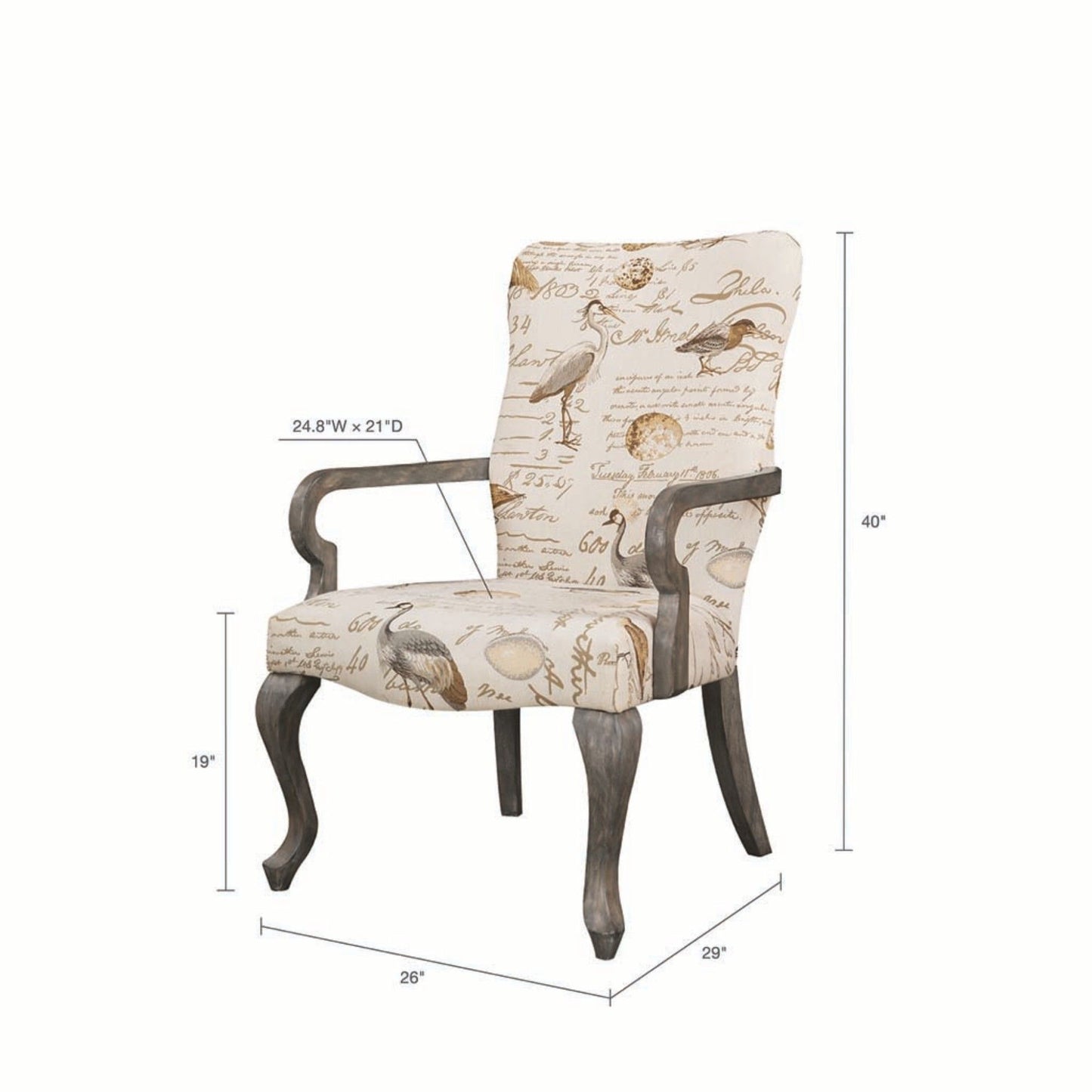 High Back Accent Chair With Goose Neck Arms - Ivory Multi
