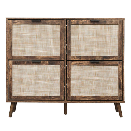 4 Door Shoe Rack, Freestanding Modern Shoe Storage Cabinet