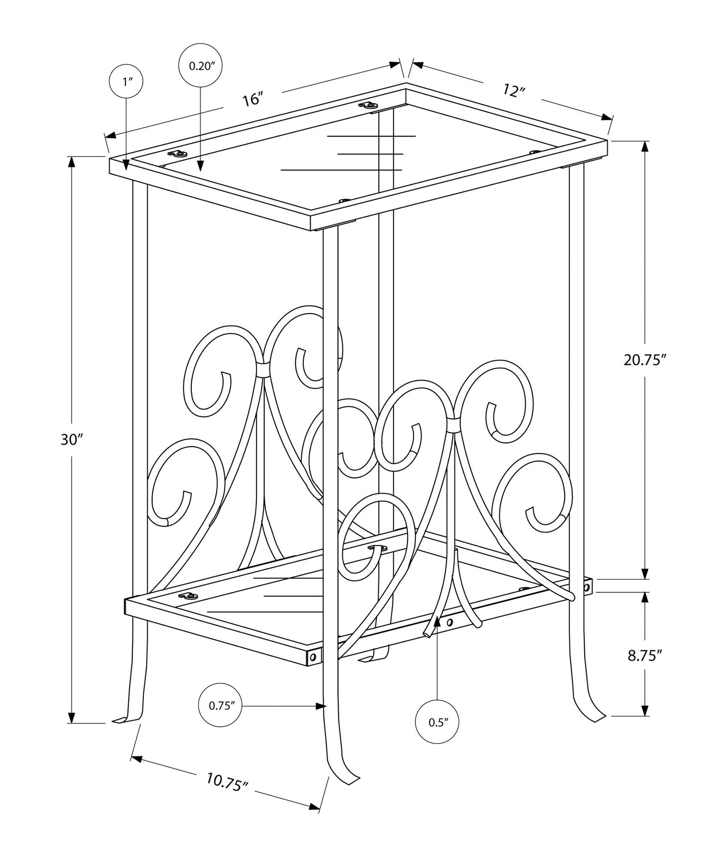 Accent Table, Side Tempered Glass, Transitional - Silver