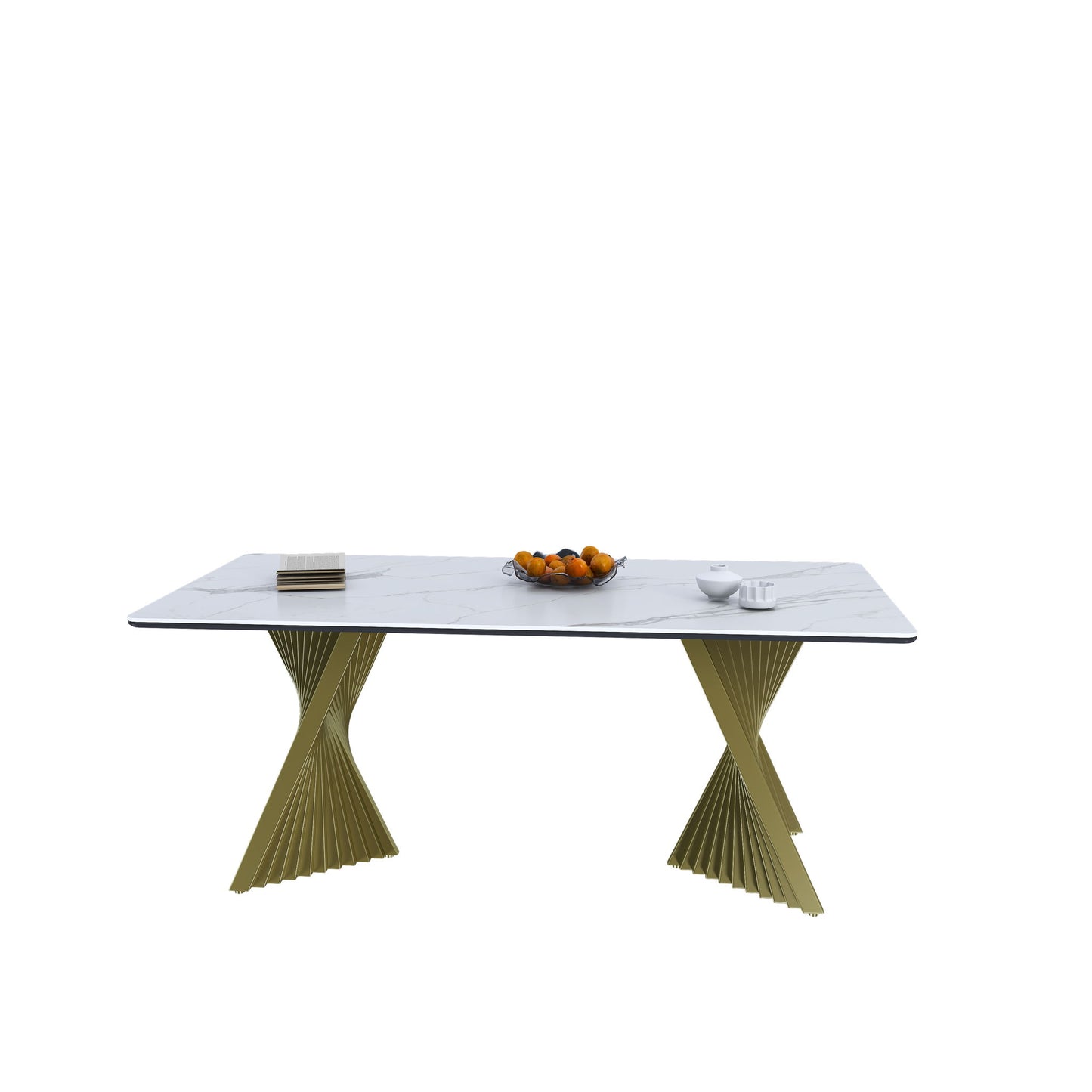 Modern Rectangular Kitchen Table With Steel Feet For 4 8 People - White