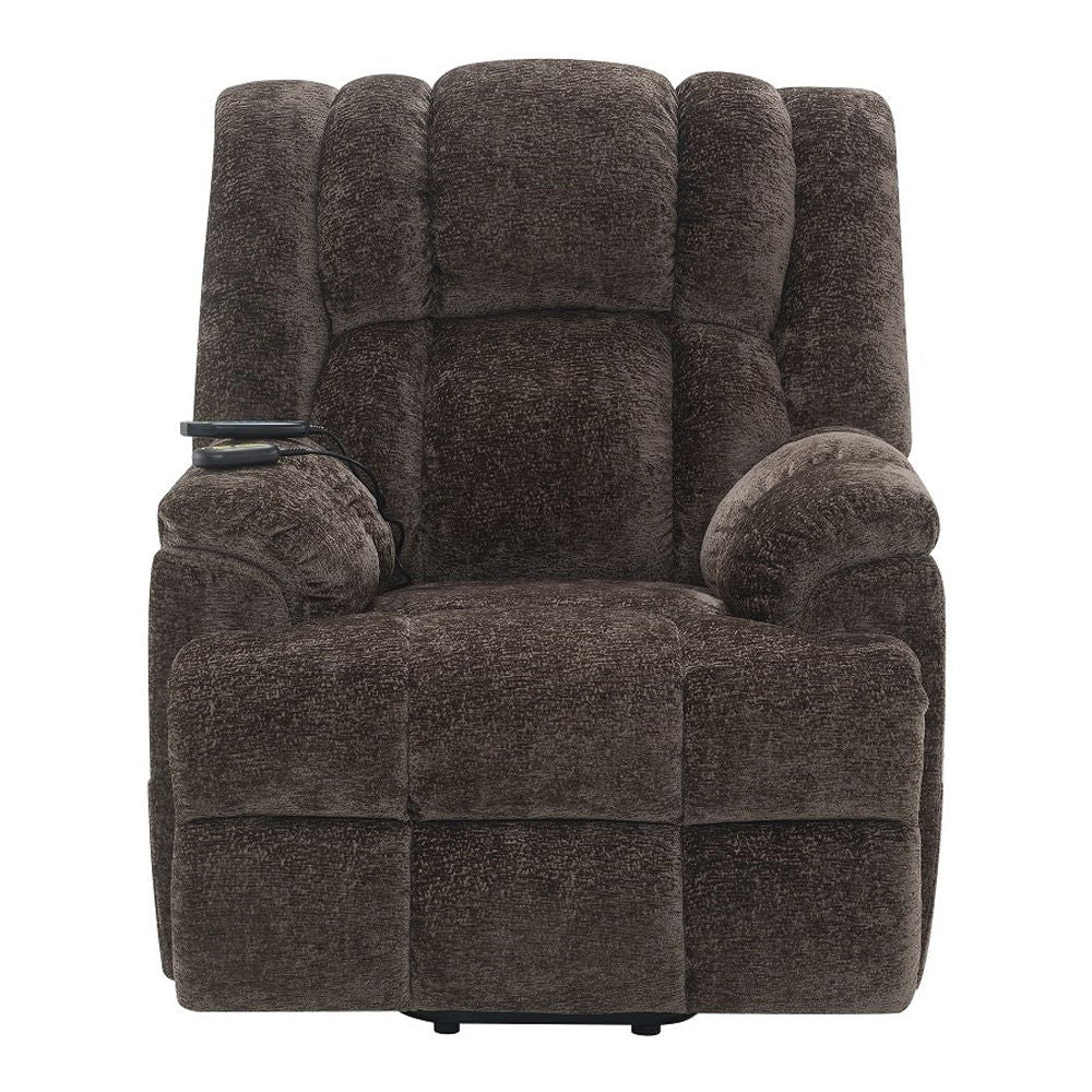 Pacay - Power Recliner With Lift, Heating & Massage - Brown Chenille