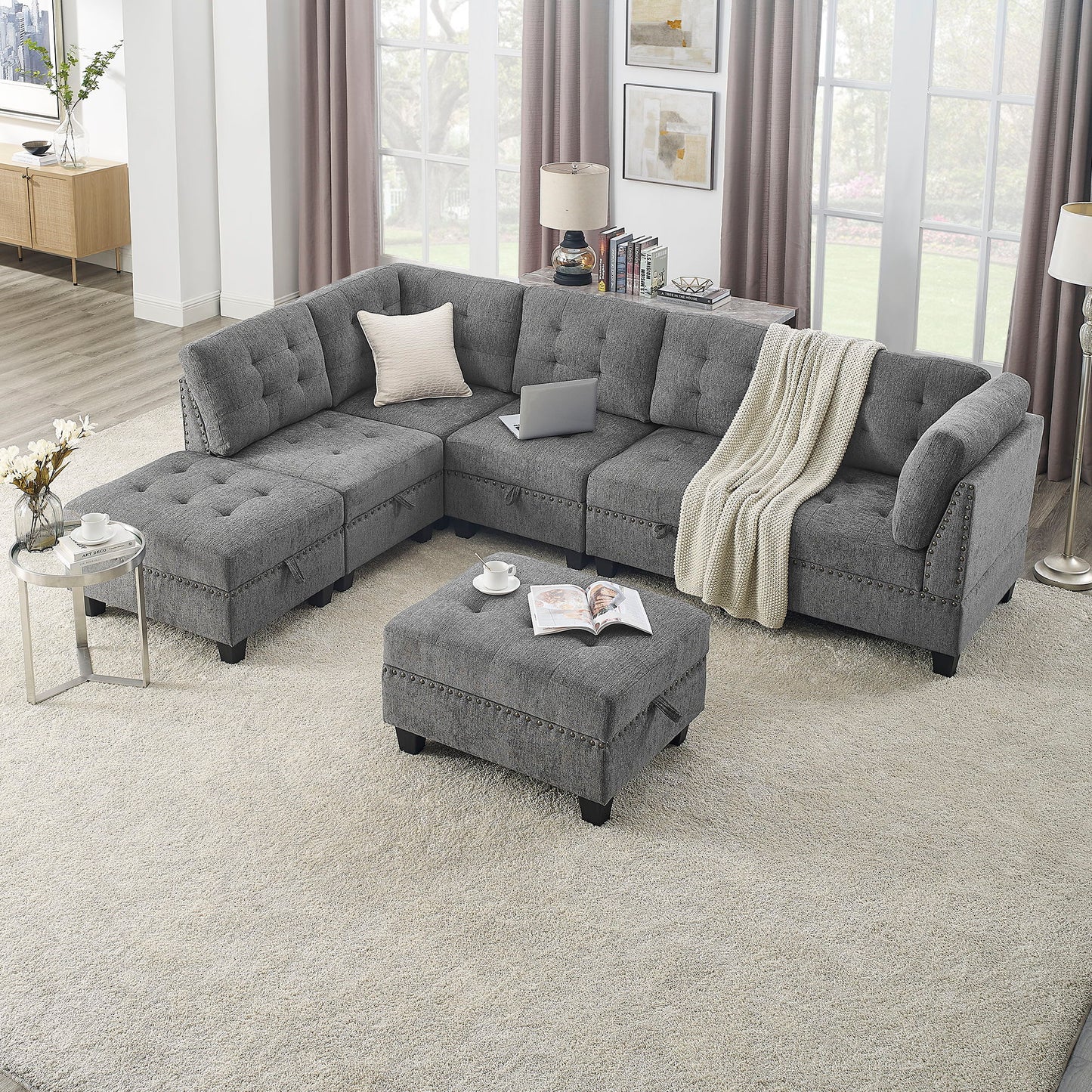 Modular Sectional Sofa With Diy Combination And Storage