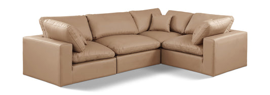 Comfy - 4 Piece Faux Leather Modular Sectional - Tan