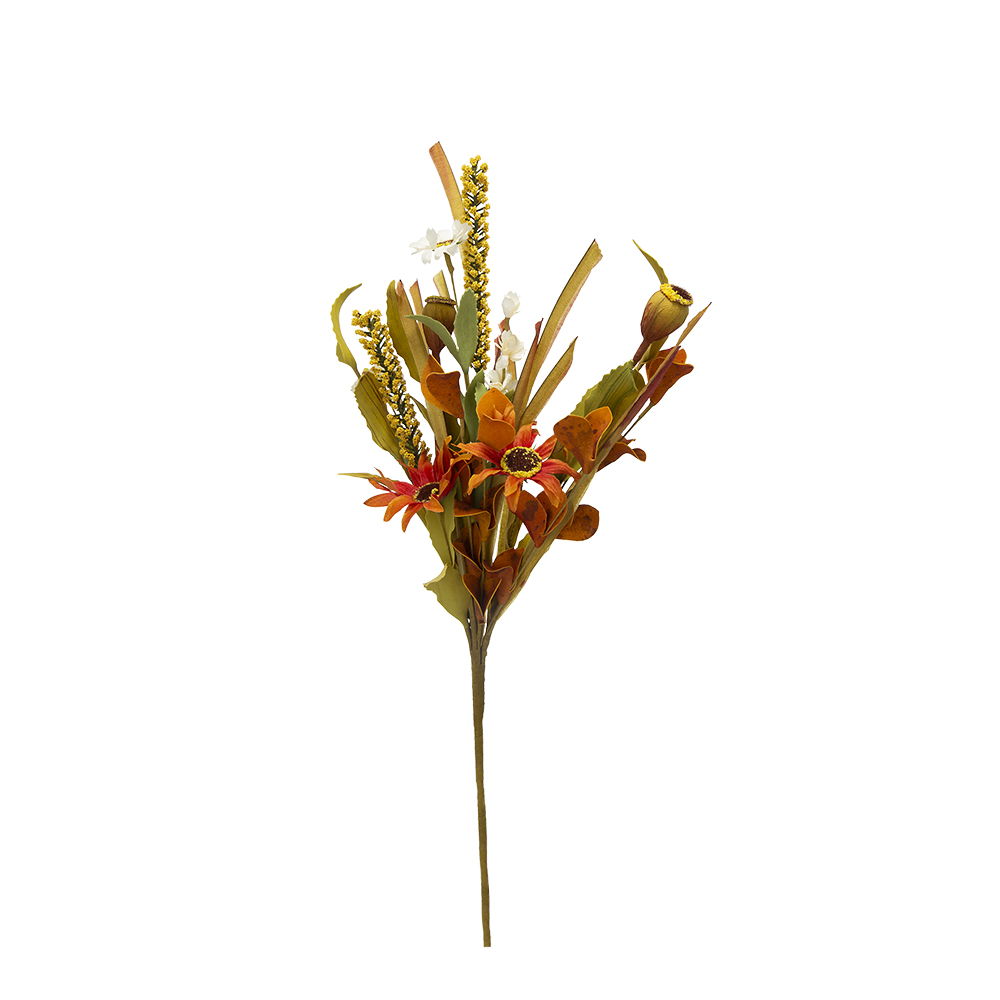 Artificial Flower Picks, Botanicals Decor For Harvest Festival Fall Festival & Thanksgiving Table Decorations (Set of 12) - Green / Orange Multi