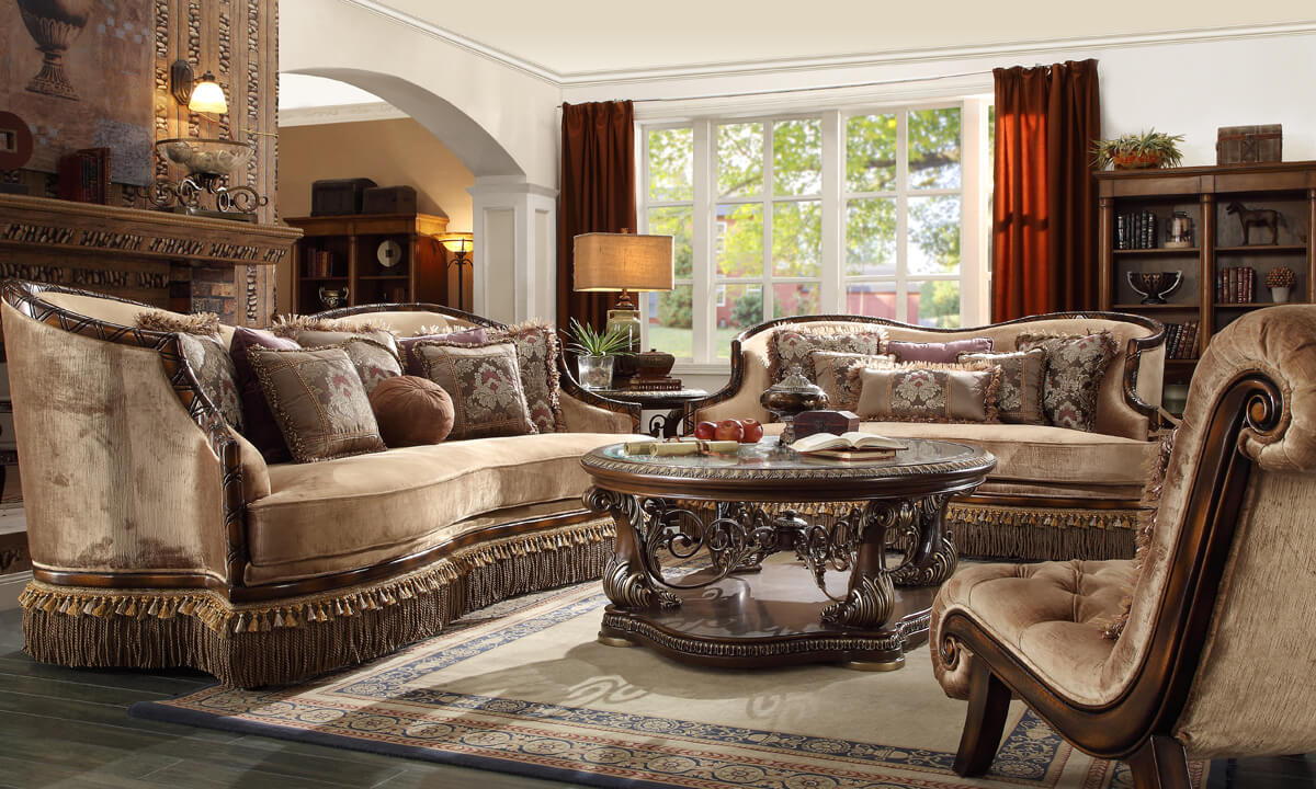 HD-1631 - 3 Piece Sofa Set - Antique Brown