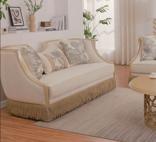 HD-6127 - Loveseat - Beige / Gold
