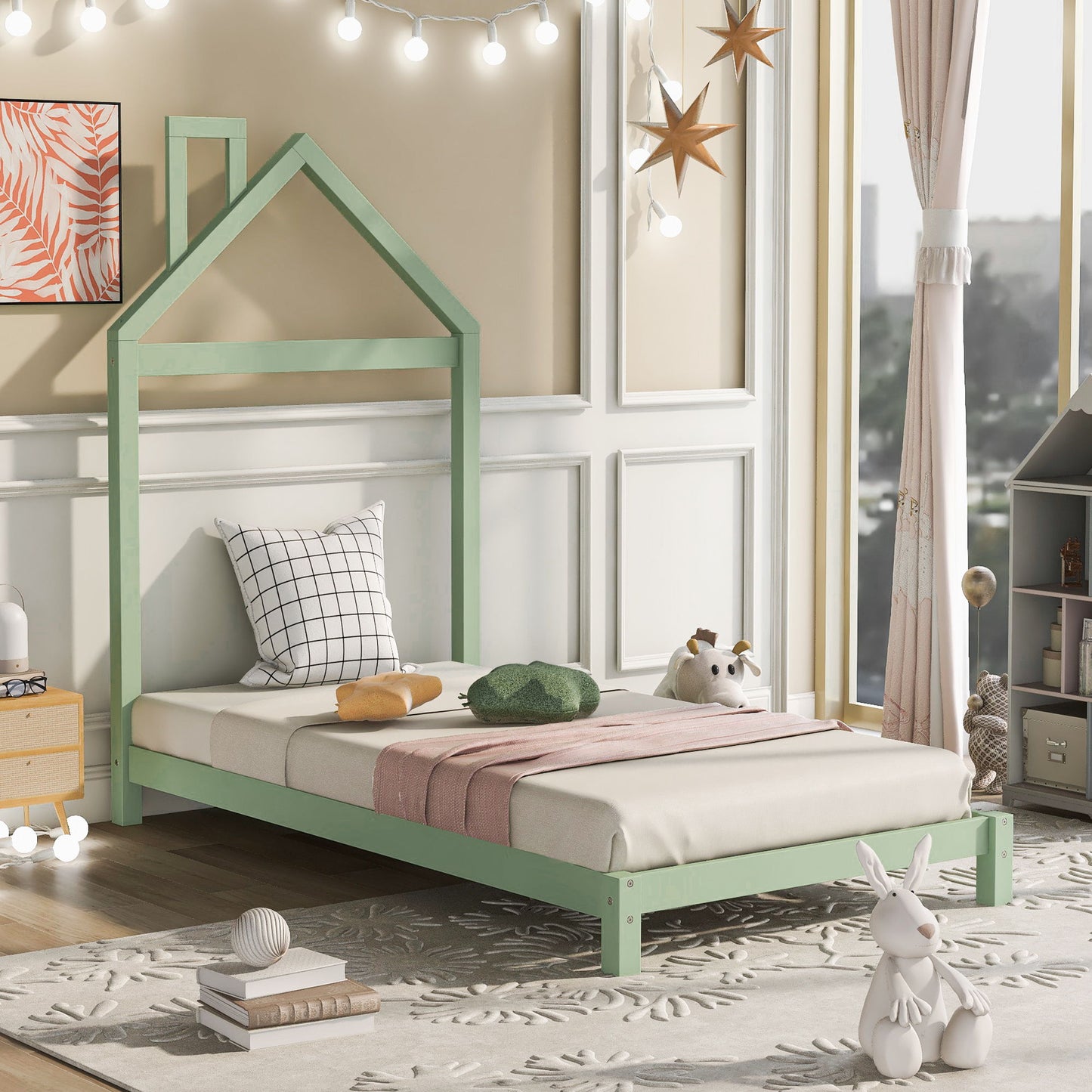 Platform Bed With House Shaped Headboard