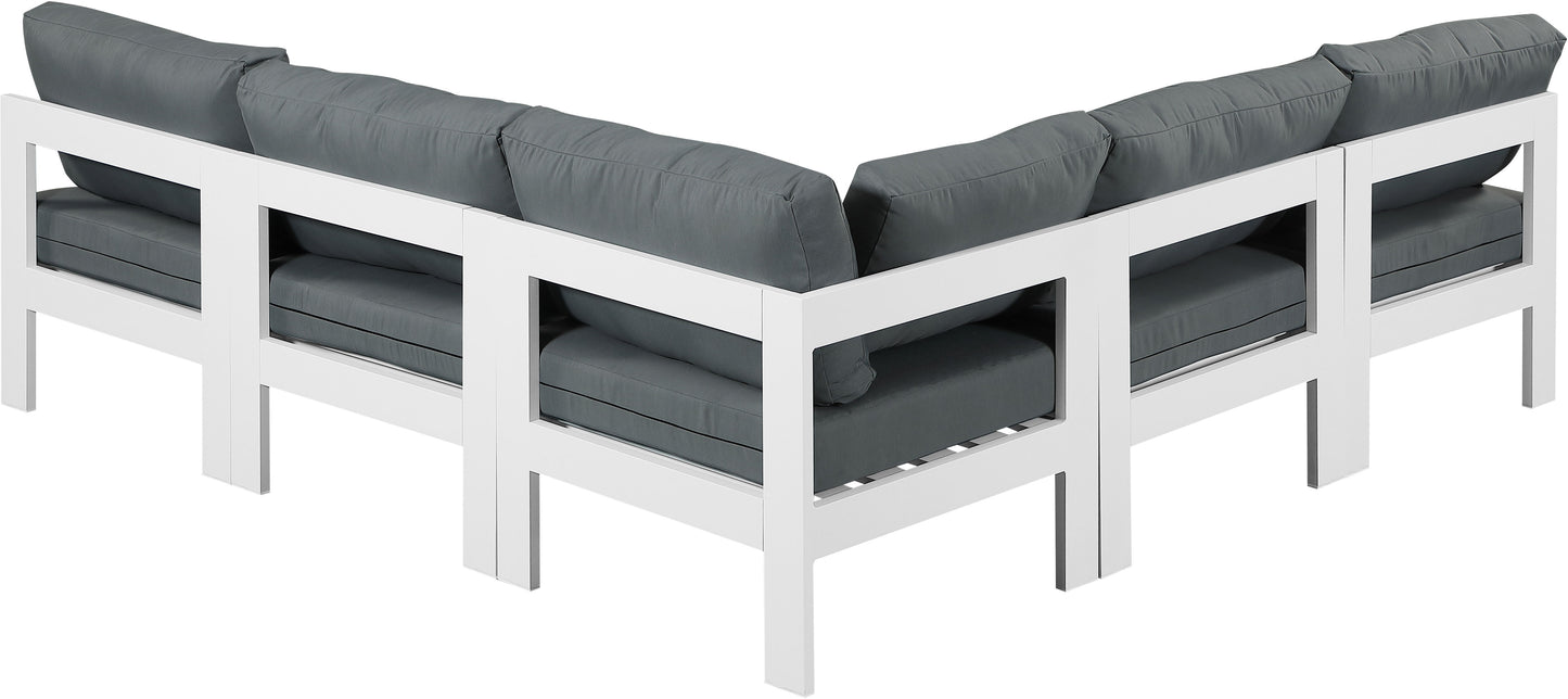 Nizuc - Outdoor Patio 5 Piece Modular Sectional With White Frame