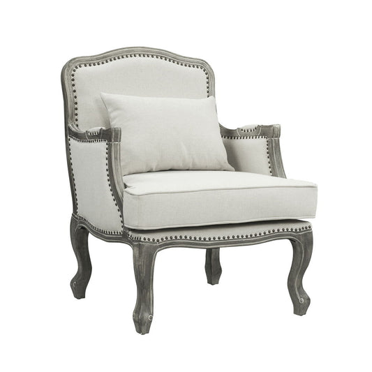 Tania - Chair With Pillow - Cream Linen & Gray