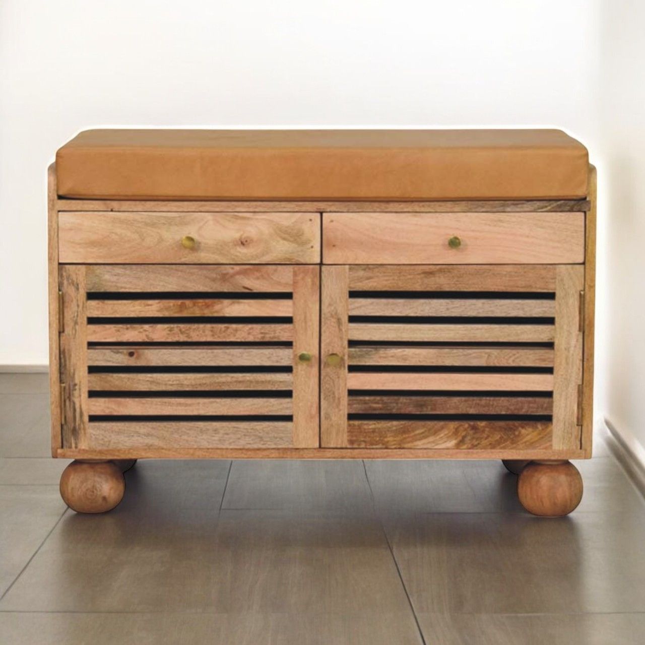 Shutter Shoe Rack With 2 Drawers - Beige