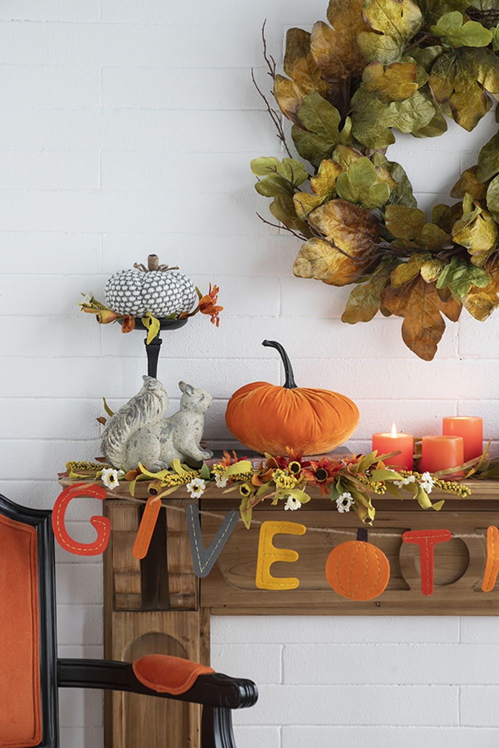 Velvet Weighted Pumpkin Ornament Decor For Holiday Harvest Festival Fall Festival & Thanksgiving (Set of 2) - Orange