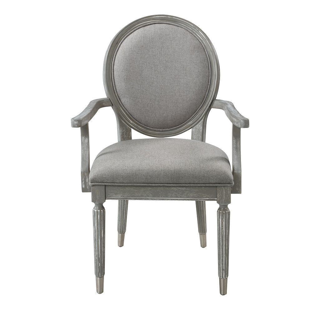 Adalynn - Arm Chair (Set of 2) - Gray Fabric & Weathered Gray Oak