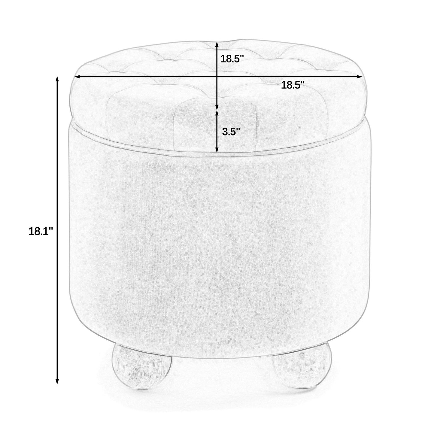 Modern Round Linen Storage Ottoman With Table Top Lid And Storage Space