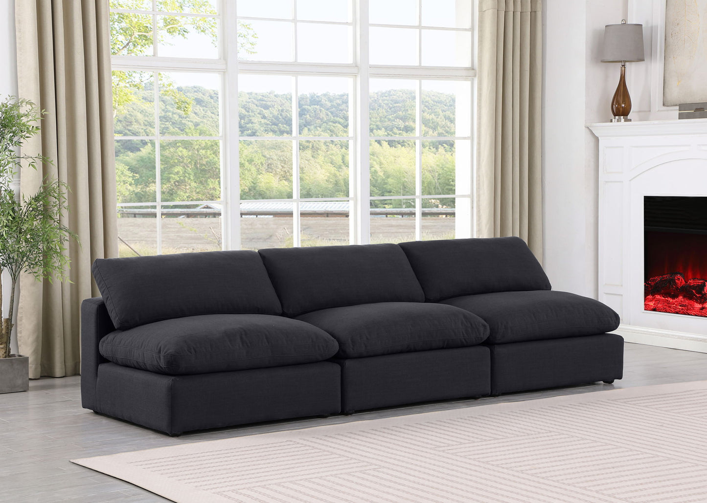 Comfy - Linen Modular Armless Sofa 3 Seats