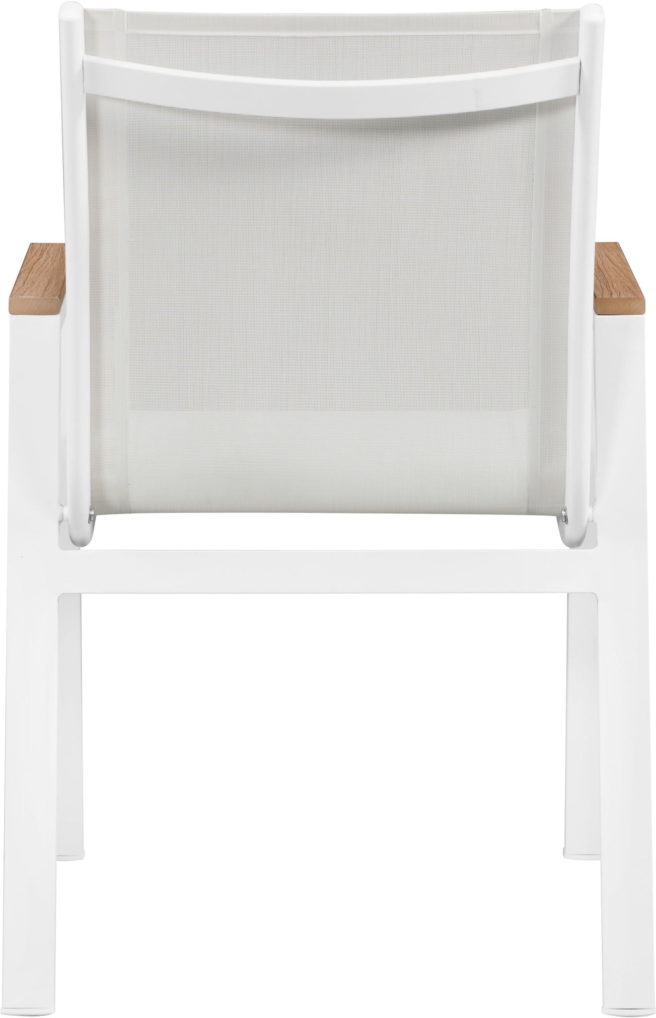 Nizuc - Outdoor Patio Dining Arm Chair With White Frame And Natural Arms (Set of 2)