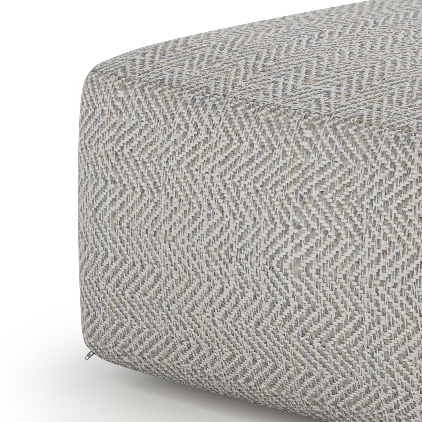 Nate - Square Pouf - Patterned Gray Melange