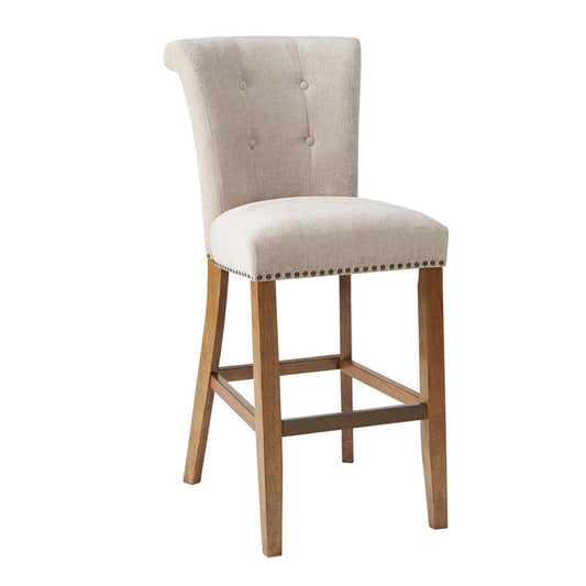 Bar Stool With Bronze Nail Heads - Cream