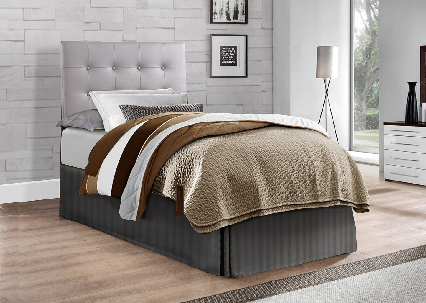 Twin Stylish Adjustable Headboard - Light Gray