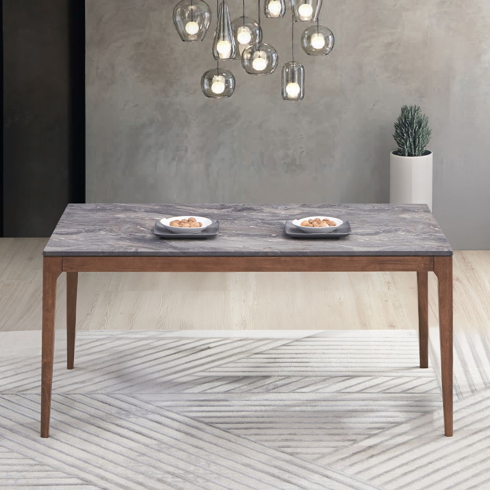 Bevis - Dining Table - Engineered Stone Top & Walnut