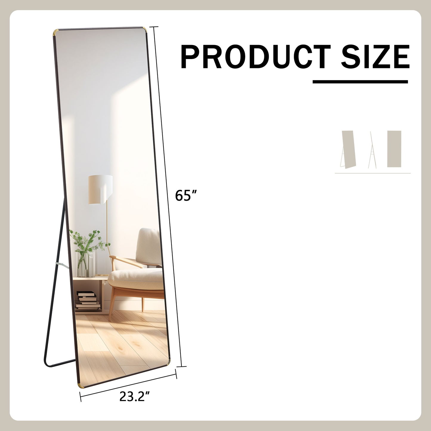 4th Generation Floor Standing Full Length Mirror, Wall Mounted Glass - Transparent