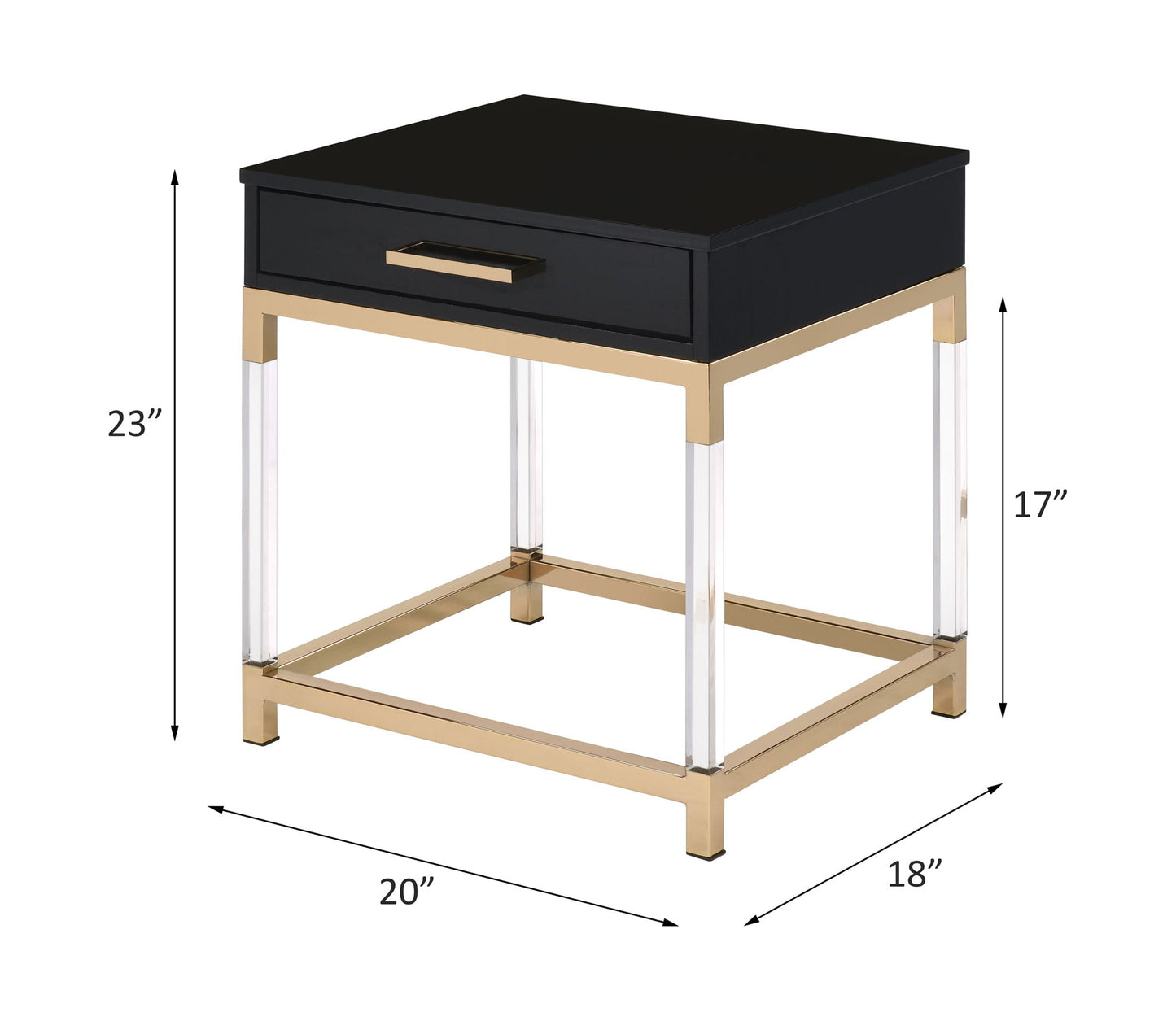 Adiel - End Table - Black & Gold