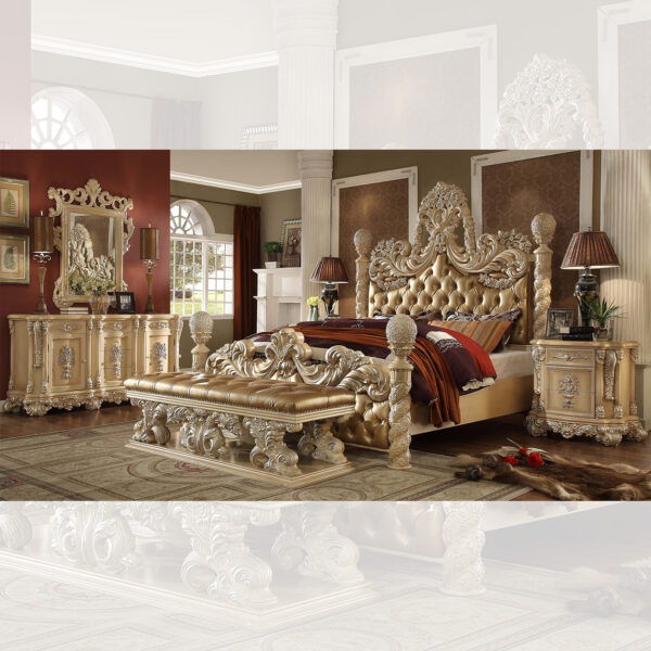 HD-7266 - 4 Piece California King Bedroom Set - Pickle Frost With Silver Highlight